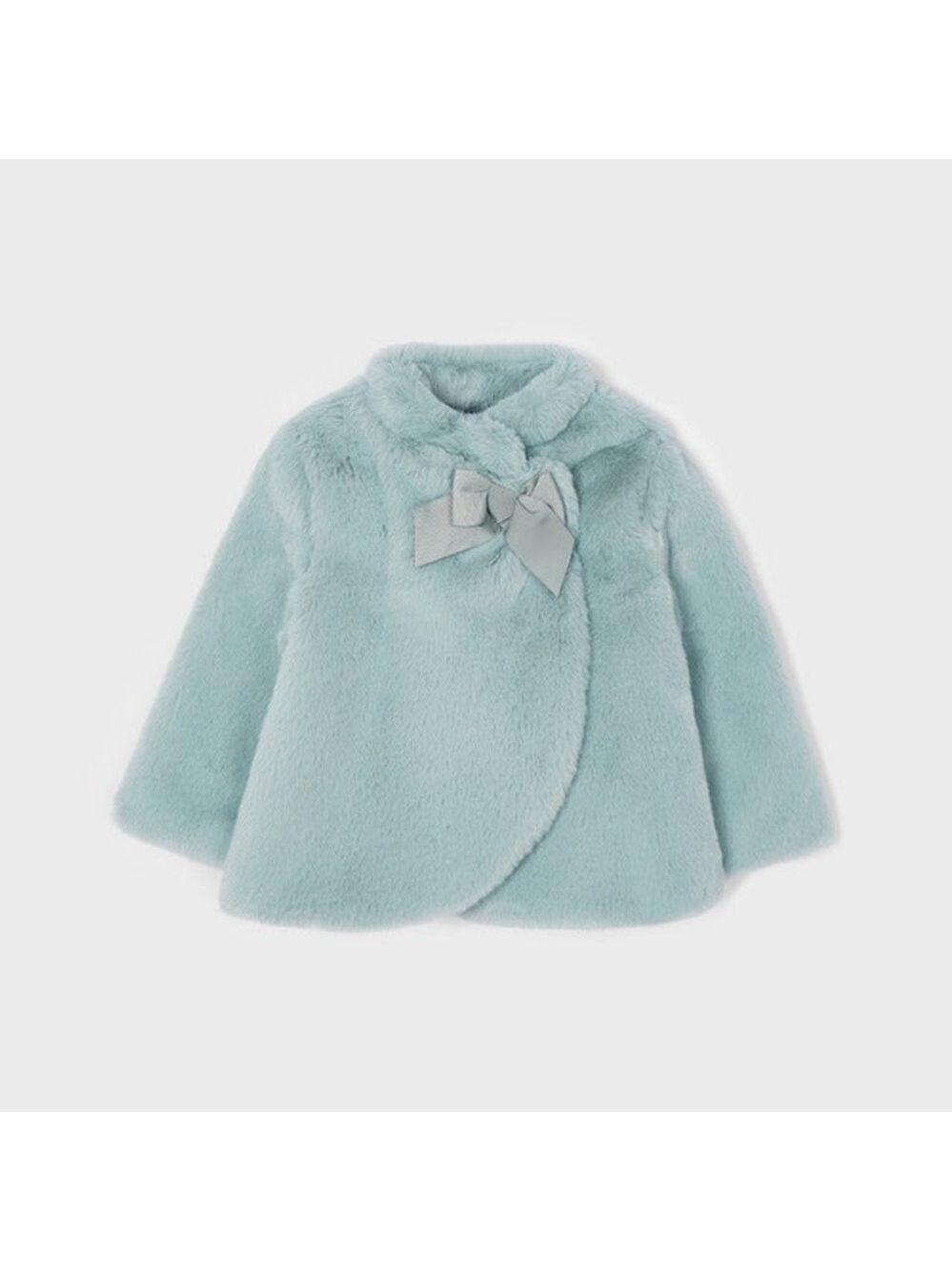 Mayoral Light Blue Faux Fur Cape with Bow
